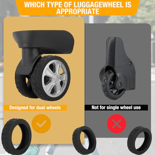 PALAY® 16PCS Luggage Wheel Silicone Protector Cover Suitcase Silent Shock-Proof Carry on Wheels for Wheel-on Luggage Black