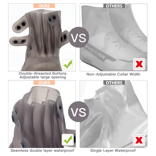 PALAY® Silicone Shoe Covers for Kids Men Women with Double-Breasted Anti-Slip Waterproof TPE Sole Wear-resistant Reusable for Rainy Season Size 10.5-11.5 2 PCS