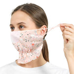 PALAY® Face Mask for Women Sun Protection Floral Print Face Cover for Women, Breathable Reusable Mask for Bikers, Driving, Cooking - Pink