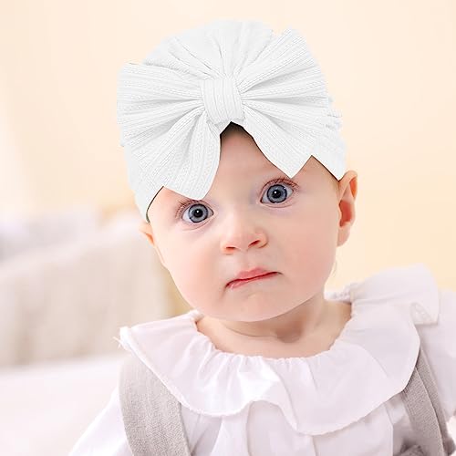 PALAY® 3pcs Cap for Baby Girl Boy,Lovely Bow Caps for Babies,Soft Warm Baby Cap 0-3 Month Stretchy Turban Girl 3-12 Months Infant Hat Newborns Shower Gift X 2