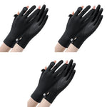 PALAY® Sun Protection Gloves for Women Non-Slip Touch Screen Breathable Silk Cooling Gloves Outdoor Full Finger for Cycling Driving Fishing Black Snap Button Closure X3