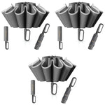 PALAY® Large Umbrella with Reflective Strip Auto 3-Fold Compact Travel Carabiner Handle Reinforced 10 Dual Ribs Sun Protection 99 UV Rain Windproof Men Women Grey 3PCS
