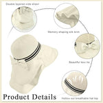 PALAY® Summer Sun Hats for Women, Stylish Beach Hat UPF 50+ Wide Brim Sun Protection Hat for Woman, Breathable Mesh Lightweight Casual Outdoor Travel Hats with Neck Flap - Beige
