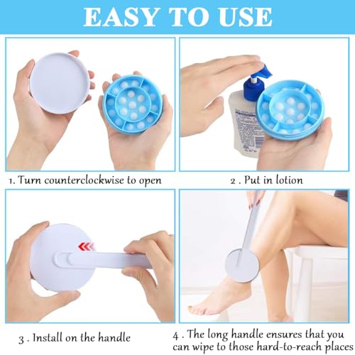 MAYCREATE® Aplicador y Masajeador de Loción para la Espalda, Mango Largo con Bola Giratoria Portátil, Ideal para Cremas, Protectores Solares y Masajes en Espalda, Piernas y Pies