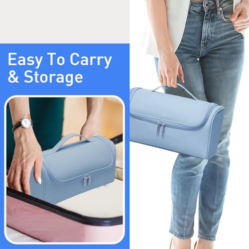 MAYCREATE® Estuche de Viaje para Dyson, Bolsa de Almacenamiento de Air Wrap, Impermeable de PU Mejorada, Organizador de Shark Flexstyle, Funda de Almacenamiento Portátil con Gancho para Colgar (Azul)