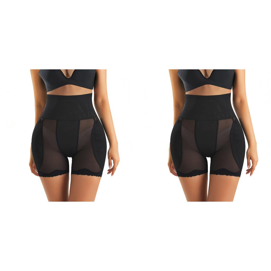 PALAY Hip Pads for Women with 2 Insert Pads and High Waist Dacron Shapewear 70cm Black