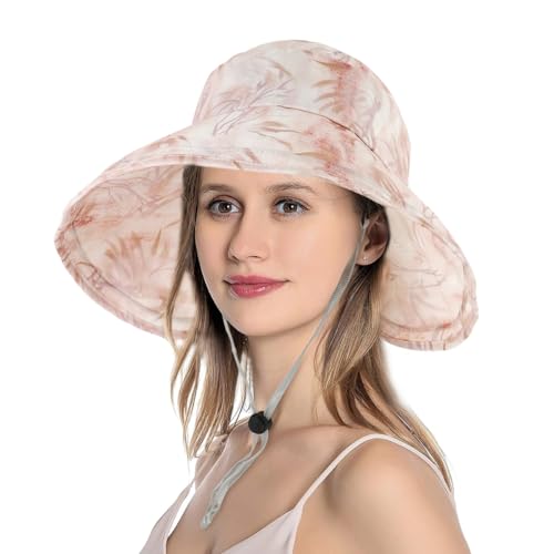 PALAY® Sun Hats for Women, Beach Hat for Women Stylish Wide Brim Bow Womens Hat Sun UV Protection PackableLadies Travel Hats