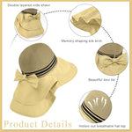 PALAY® Summer Sun Hats for Women, Stylish Beach Hat UPF 50+ Wide Brim Sun Protection Hat for Woman, Breathable Mesh Lightweight Casual Outdoor Travel Hats with Neck Flap - Khaki