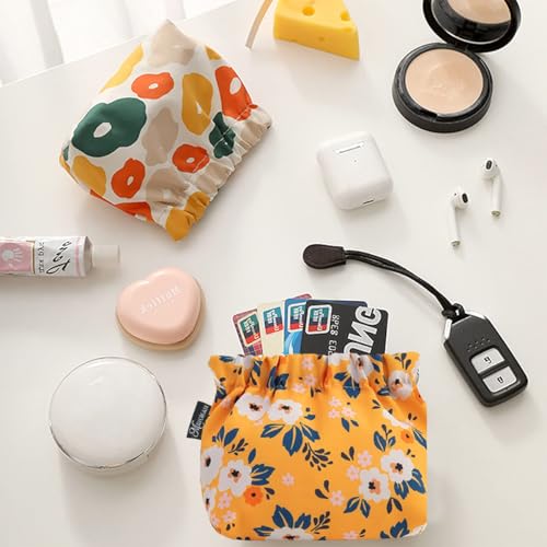 PALAY® 6 bolsas pequeñas para mujer, minibolsa de maquillaje, monedero de tela Oxford con estampado bonito, bolsa de cosméticos de bolsillo, organizador de viaje para lápiz labial,