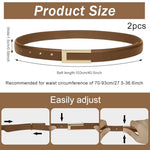 PALAY® 2Pcs Women Belts For Jeans Dresses Pants Ladies Leather Waist Belt with Gold Buckle X2