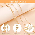 PALAY® Waist Chain for Women Sexy, Set of 2pcs Sequin Gold Plated Belly Waist Chains for Women, 2-Layered Beads Coin Chain Dainty Body Jewelry, Bikini Beach Wear - 39in Long, Adjustable