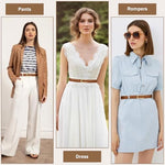 PALAY® 2Pcs Women Belts For Jeans Dresses Pants Ladies Leather Waist Belt with Gold Buckle X3