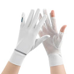 PALAY® Sun Protection Gloves Women Anti-Skid Driving Gloves Touch Screen Gloves Summer Driving Gloves Riding Gloves Breathable Full Finger Outdoor Ice Silk Gloves, White