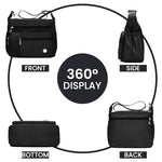 PALAY® Women Shoulder Bag Crossbody Nylon Waterproof Multi-pocket Sling with Adjustable Strap Fashion Satchel Handbag Black 2 PCS