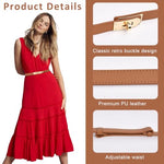 PALAY® Waist Belt for Women Dresses, Fashion Ladies Belts for Women, PU Leather Slim Women Belts for Dress, Alloy Turn Lock Buckle Belt for Blazer, Suit, Dress, Gown (Brown, Fit Waist 65-105cm) 3 PCS