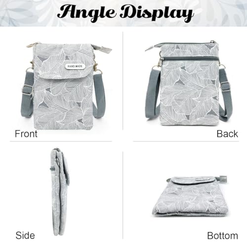 PALAY® Women Purse Bag Casual Phone Pouch Canvas Cloth Sling Bag Minimalism Print Small Crossbody Shoulder Bag Gray X 2