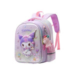 PALAY® Kuromi Backpack Kawaii Primary Schoolgirls Backpack School Double-layer Travel Book Bag Waterproof Nylon Book Bag School Gift Birthday Gift for Girls 4-6 Years Old