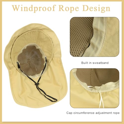 PALAY® Summer Sun Hats for Women, Stylish Beach Hat UPF 50+ Wide Brim Sun Protection Hat for Woman, Breathable Mesh Lightweight Casual Outdoor Travel Hats with Neck Flap - Khaki