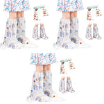 PALAY® Rain Shoe Covers for Kids 3 Pairs Slip-On with Elastic Collar Knee-Length Fashion Cartoon Wear-Resistant for 5-12 Years Old 3PCS