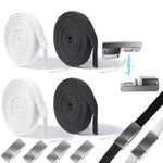 PALAY® 2 Pairs Lock Shoelaces Without Ties Flat Elastic Laces Sneakers Boots No Tie Shoelace Rubber Bands For Shoes Accessories (Black+White