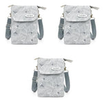 PALAY® Women Purse Bag Casual Phone Pouch Canvas Cloth Sling Minimalism Print Small Crossbody Shoulder 3 PCS
