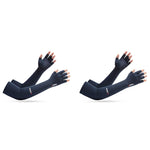 PALAY Hand Gloves for Sun Protection with Integrated Fingerless Design and Cool Ice Silk | 2PCS Blue for Cycling and Driving