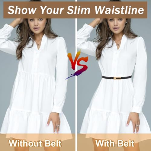 PALAY® 2Pcs Women Belts For Jeans Dresses Pants Ladies Leather Waist Belt with Gold Buckle X3