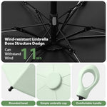 PALAY® Mini Sun Umbrella UPF 50+ Protective with Black Liner 6 Strong Ribs Design Fashion Outdoor Folding Travel Lightweight Rubberized Hanging Handle 2 PCS