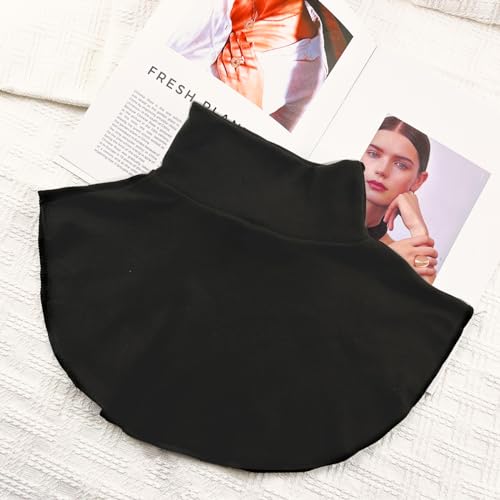 PALAY® Fake Turtleneck Dickey Collar for Women Detachable Half Top Fake Collars Winter Soft High Neck Mock False Collar for Hoodie, Sweater, Cardigans - Black