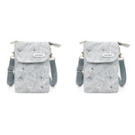 PALAY® Women Purse Bag Casual Phone Pouch Canvas Cloth Sling Bag Minimalism Print Small Crossbody Shoulder Bag Gray X 2