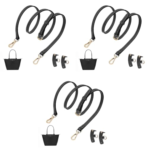 PALAY® Bag Leather Strap Replacement Crossbody Shoulder Straps Fashion 47 Inch Adjustable Quick Release Purse Modification DIY Kit Black 3PCS