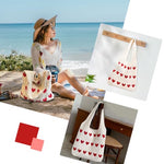 PALAY® Premium Knitted Heart Pattern Tote Bag Large Soft & Spacious Hippie Beach Bag for Women, Ideal for Work, School, and Casual Outings