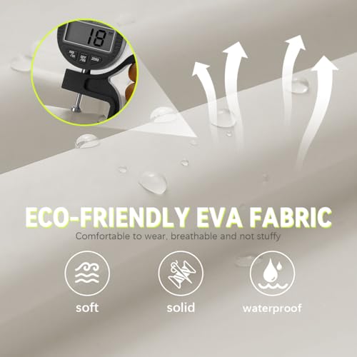 PALAY® Women Rainwear Long Waterproof Raincoat EVA Hooded Rain Coat with Wide Brim Detachable Clear Face Cover Zip and Buttons Riding Outdoor Windproof Length 121CM 2 PCS