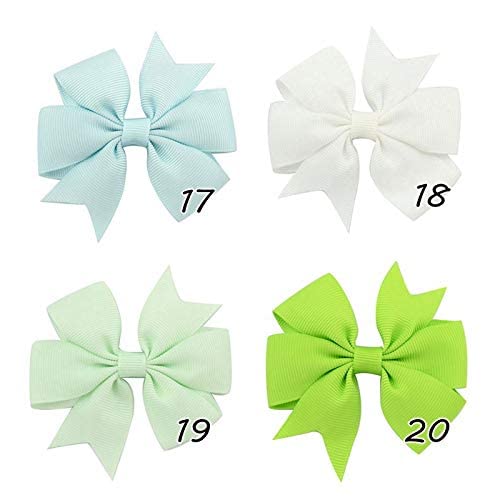 PALAY® 20 Pieces Hair Bows For Kids Girls 3 Inch Grosgrain Ribbon Hair Bows Alligator Clips For Baby Girls, Hair Accessories, Multi