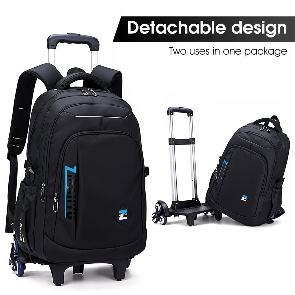 PALAY® School Backpack on 6-Wheel Backpack with Retractable Pull Handle School Backpack Detachable Wheel Stand Design Fashion Travel Backpack School Gift for Kids 6-12 Years Old
