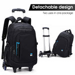 PALAY® School Backpack on 6-Wheel Backpack with Retractable Pull Handle School Backpack Detachable Wheel Stand Design Fashion Travel Backpack School Gift for Kids 6-12 Years Old