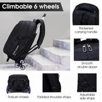 PALAY® School Backpack on 6-Wheel Backpack with Retractable Pull Handle School Backpack Detachable Wheel Stand Design Fashion Travel Backpack School Gift for Kids 6-12 Years Old