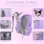 PALAY® Kuromi Backpack for School Girls Sanrio Kwaii School Backpack Multi Layer Book Bag Burden Relief Student Backpack Travel Backpack School Gift