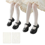 PALAY® 2Pcs Lace Pantyhose for Kids Girls White Patterned Lace Socks Lace Stockings Stretchy Lace Leggings for Girls Lace Tights for Girls White Lace Stockings for Girls Kids 5-8 Years Old