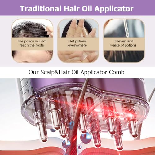 HANNEA® Aplicador Eléctrico de Aceite para El Cabello y Masajeador Del Cuero Cabelludo 2 En 1, Depósito de Aceite de 10ML con Terapia de Luz Roja, Adecuado para El Cuidado Del Cuero Cabelludo de Mujer