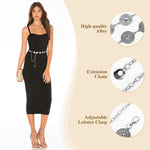 PALAY Belt for Women Dresses featuring Metal Concho Discs and Adjustable Waist Chain | Silver