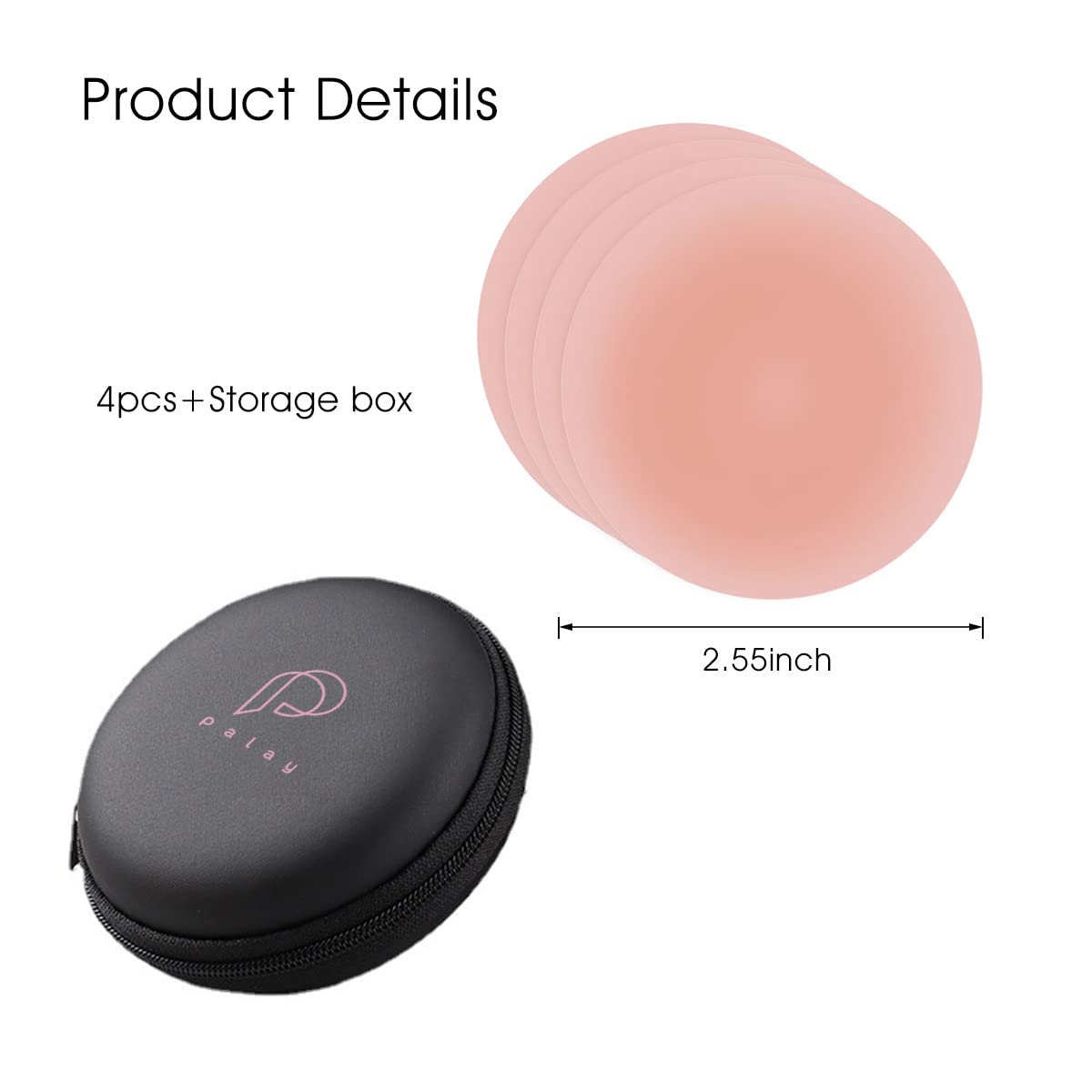 PALAY Nipple Covers for Evening Gown and Party Dress with 4 Pairs 6.5cm Reusable Silicone