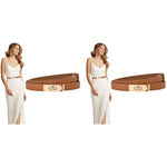 PALAY Waist Belt for Women with Alloy Turn Lock Buckle Brown PU Leather Fit 65–105cm