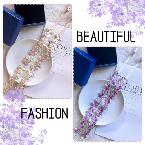 PALAY® Bra Straps for Women Fancy Straps for Bra, 2 Pairs Embroidered Floral Stretchy Adjustable Lingerie Strap Replacement For Off Shoulder Tops Dress Evening Dress