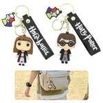 PALAY® 2Pcs Couple Keyrings Harry & Hermione Cartoonish Figure Charm Metal Keychain with Silicone Hand Strap Backpack Charms Handbag Charms Best Friends Keychains Gift for Girls Boys