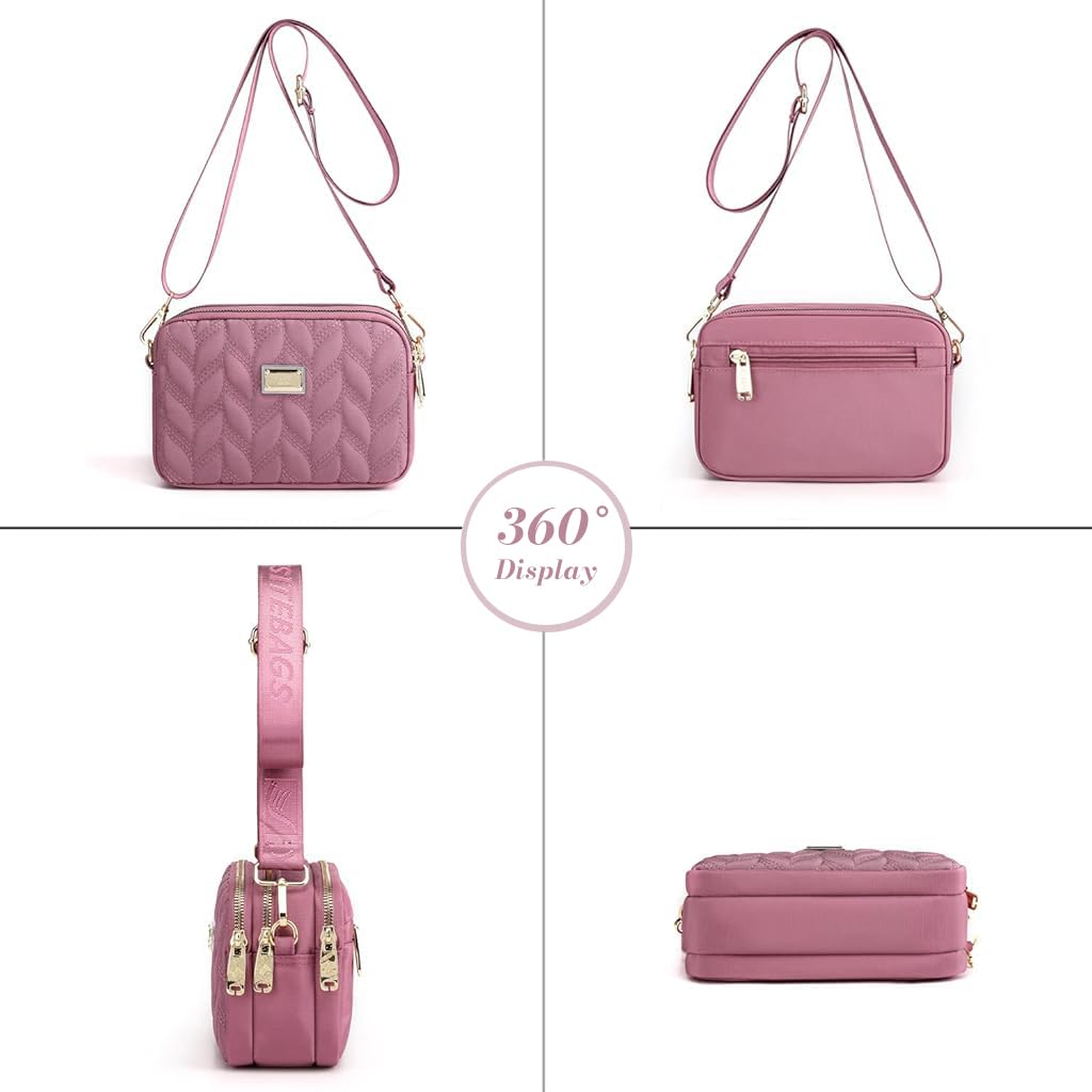 PALAY Phone Sling Bag for Women with Triple Layer Zip-up Design 20x8x13cm Nylon Crossbody