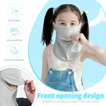 PALAY® UPF 50+ UV Protection Face Mask for Kids Aged 3-8,Ice Silk Half Face Mask Cover for Sun Protection,Adjustable Ear Loops from Sunlight Grey