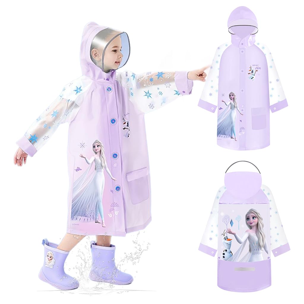 PALAY Rain Coat for Kids with Wide Brim Hood and Backpack Cover | EVA Waterproof Poncho