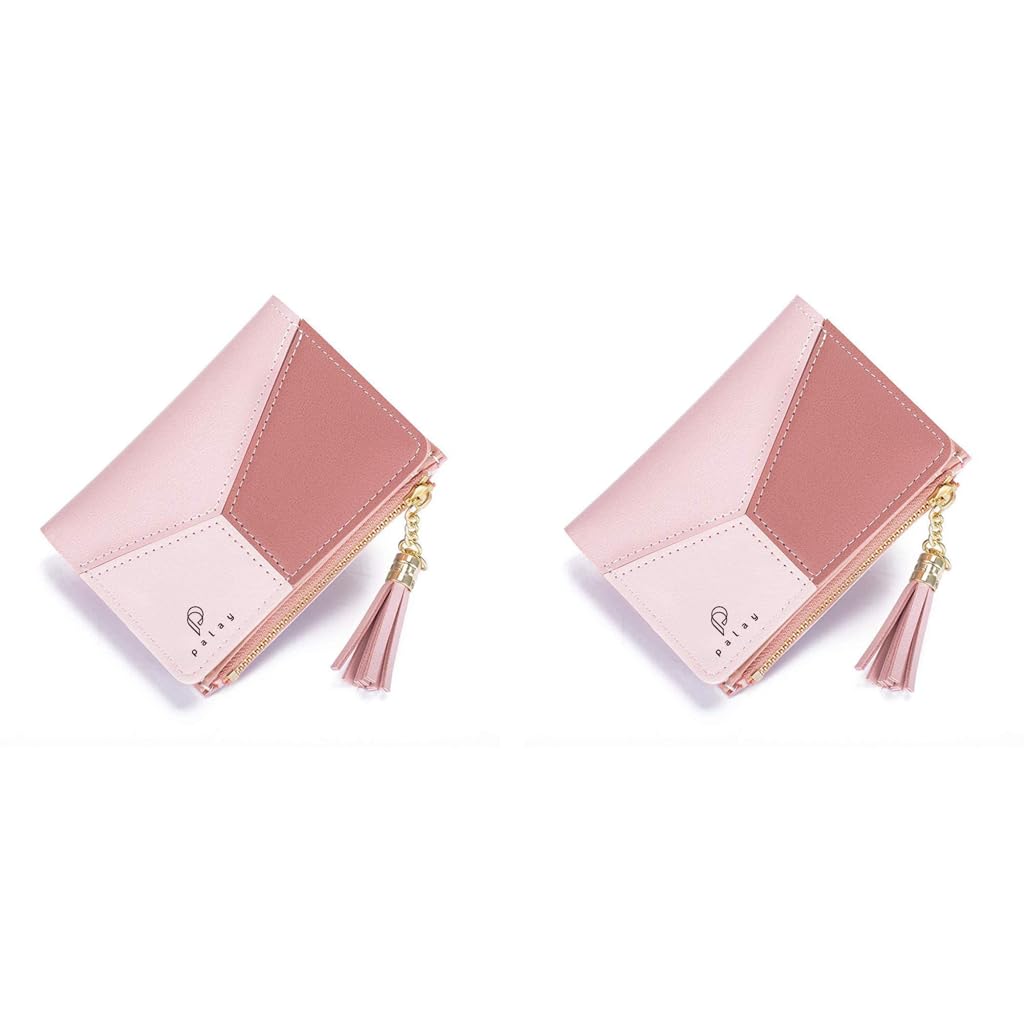 PALAY Small Womens Wallet for Girls with Zipper and Snap Closure | Soft PU Leather 2PCS