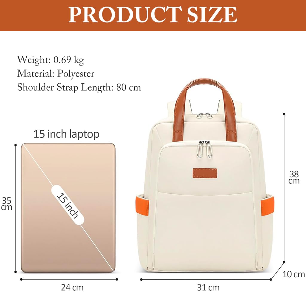 PALAY® Laptop Backpack for Women Fashion Casual Backpack 15.6 inches Laptop Backpack with Handle Double Layer Waterproof Oxford Cloth Travel Backpack Office Laptop Bag, 30x12x41cm